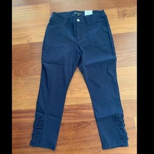 Runched-Hem Cropped Pants